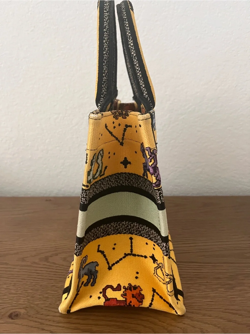 Dior Yellow Zodiac Canvas Book Tote Small